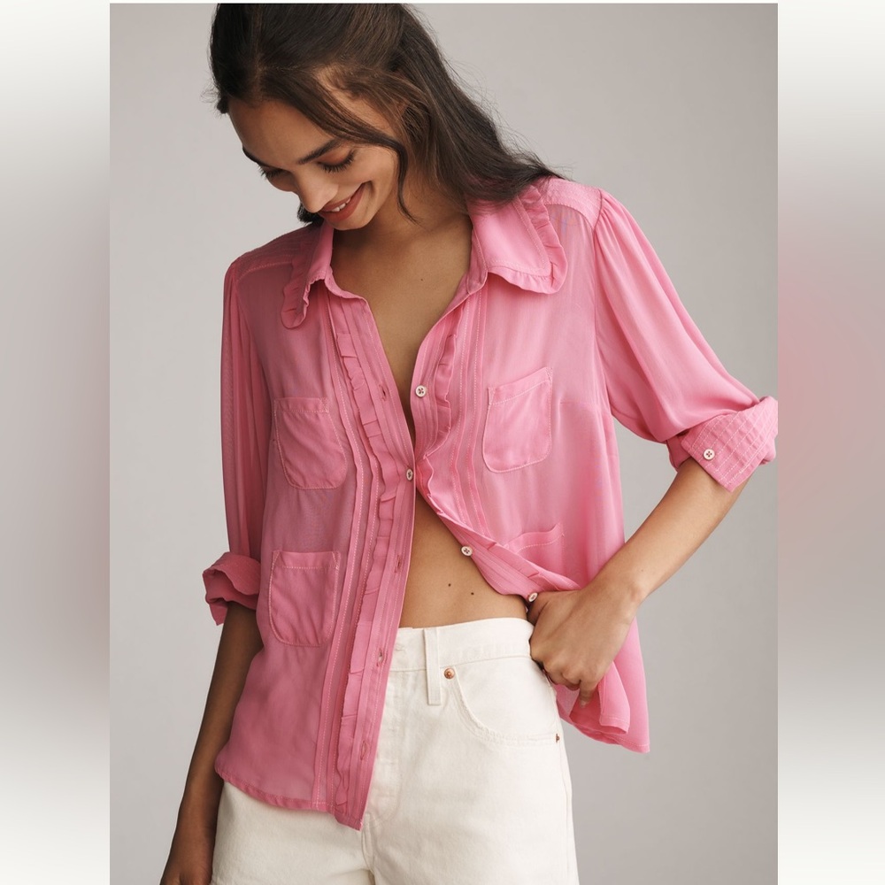 Maeve Pink Button-Down Shirt
